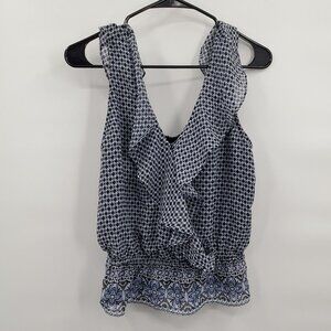 EVEREVE Kaylene Ruffle Peplum V Neck Tank Women Size Medium NWT Sleeveless